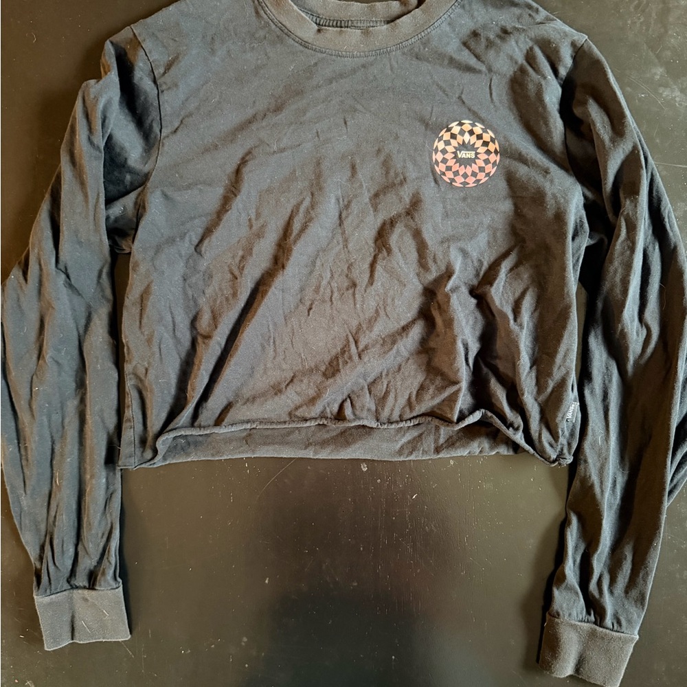 Vans Black Long Sleeve with Checkered Detail